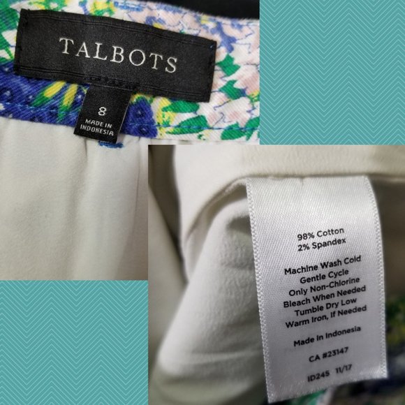 Talbots Green & Blue Floral Print Pencil Skirt - Picture 3 of 3